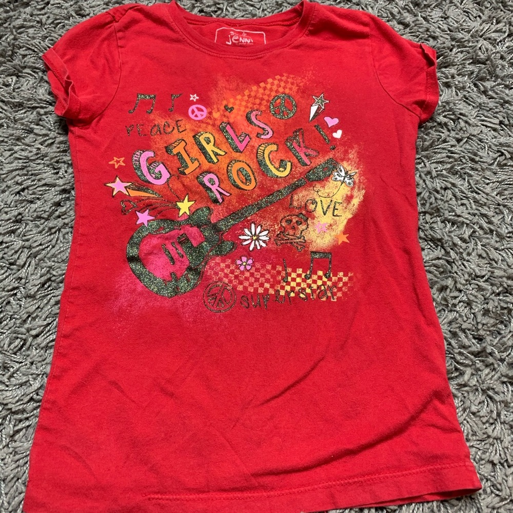 Red girls rock t shirt